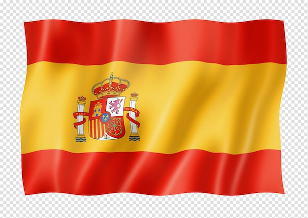 PSD spanische flagge isoliert auf weißem banner