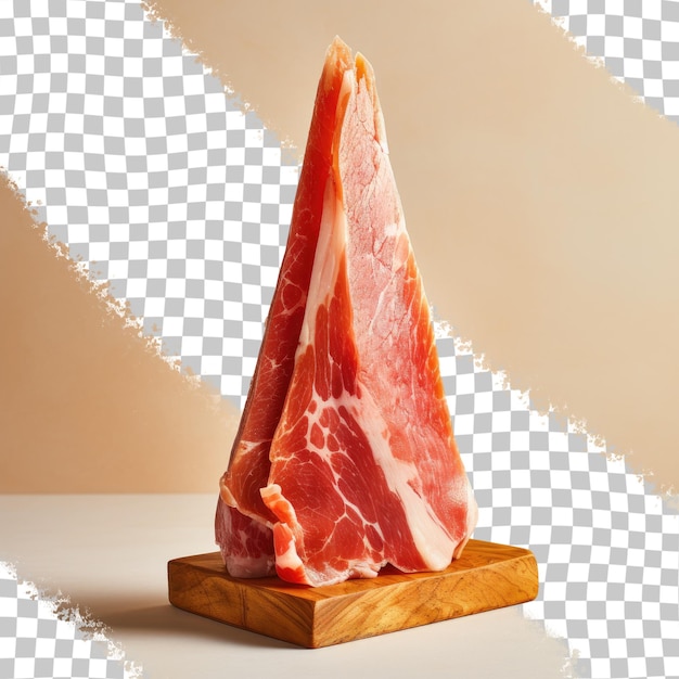 PSD spanischer schinken auf transparentem hintergrund. traditionelle isolierte keule. trockengepökeltes fleisch. ganze keule. schinken auf ständer. iberischer schinken