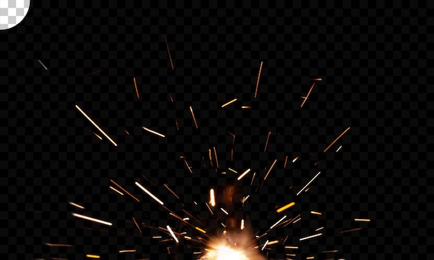Sparkler brûlant scintillant sur fond transparent