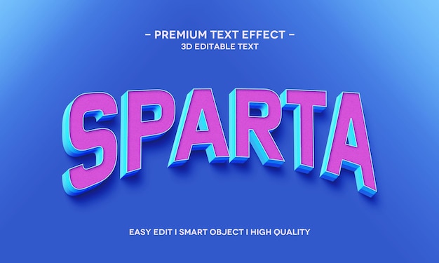 Sparta 3d-textstil-effektvorlage