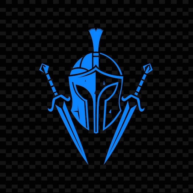PSD spartan warrior guild sigil logo mit schilden und schwertern für kreative stammesvektordesigns