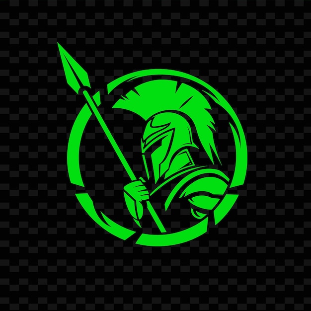 PSD spartan warrior symbol logo mit omega und speer für dekorative kreative stammesvektordesigns