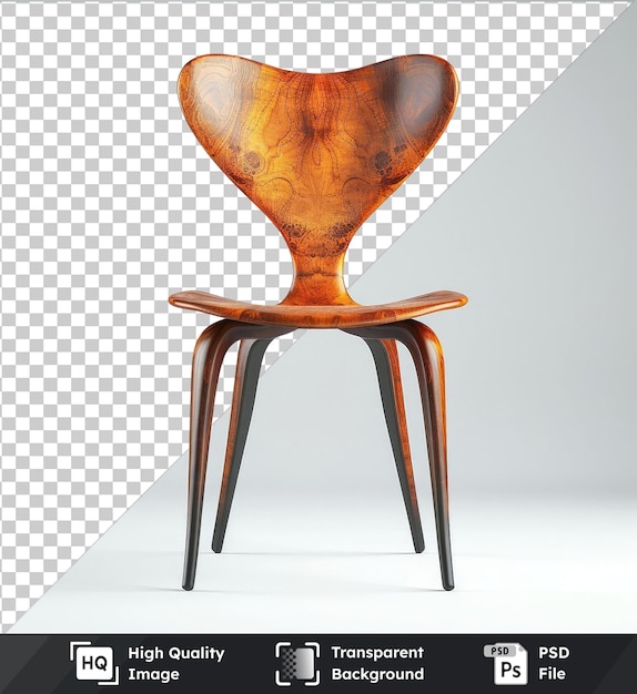 Spd transparente de alta calidad de silla de madera doblada contra la pared gris y blanca