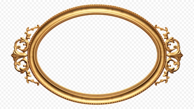 Specchio antico d'oro isolato su sfondo trasparente