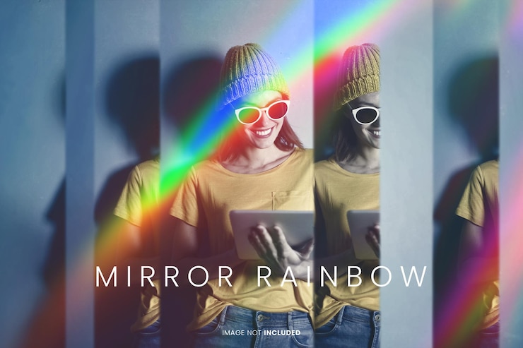 PSD specchio effetto foto arcobaleno psd