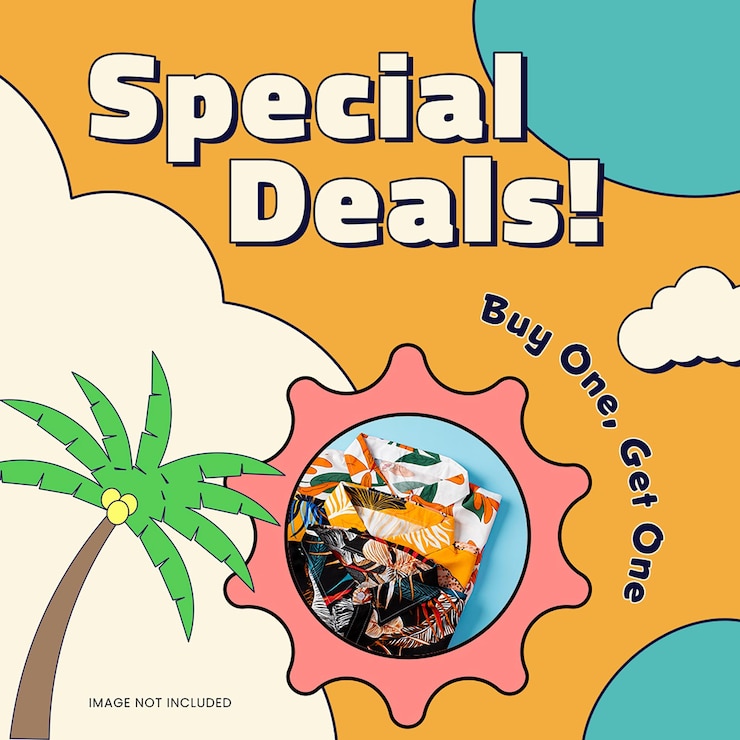 PSD special deals on brown and blue background instagram post template