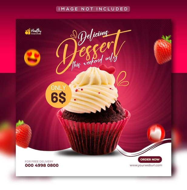 Special delicious dessert social media instagram werbepost und web-banner-vorlage