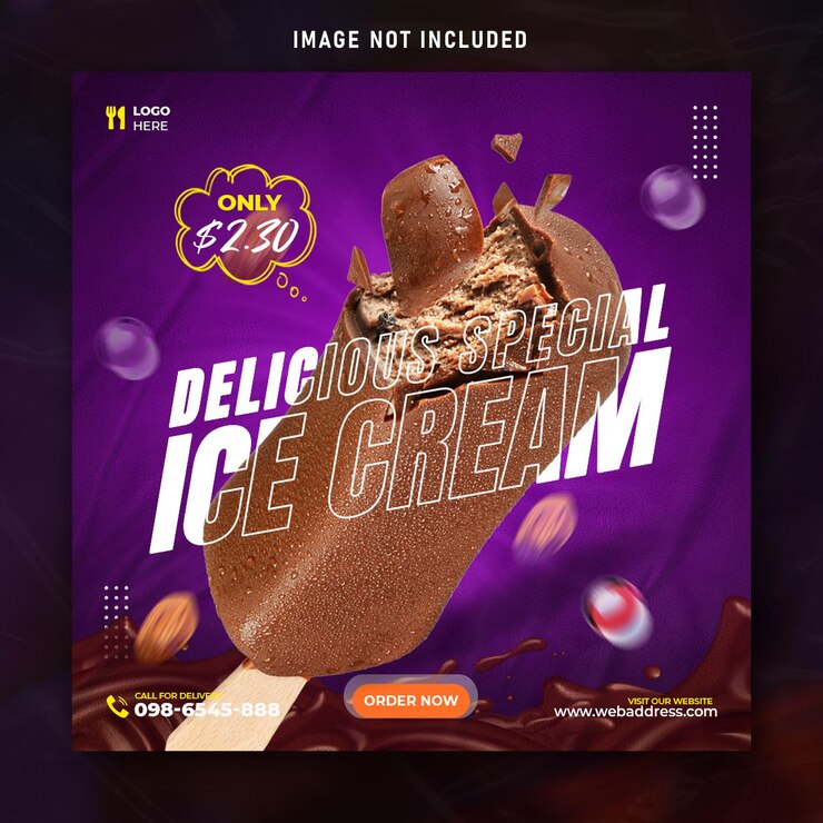 Special delicious ice cream social media banner post design