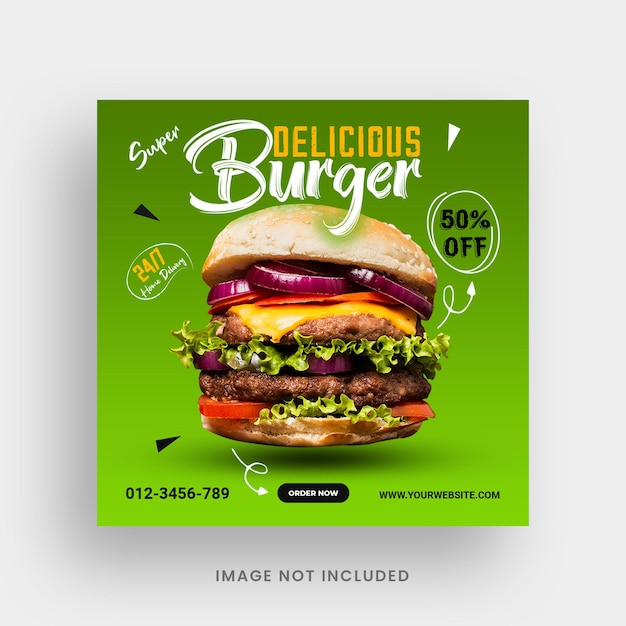 Spécial Fast Food Delicious Burger Menu Social Media Post Banner Template Design