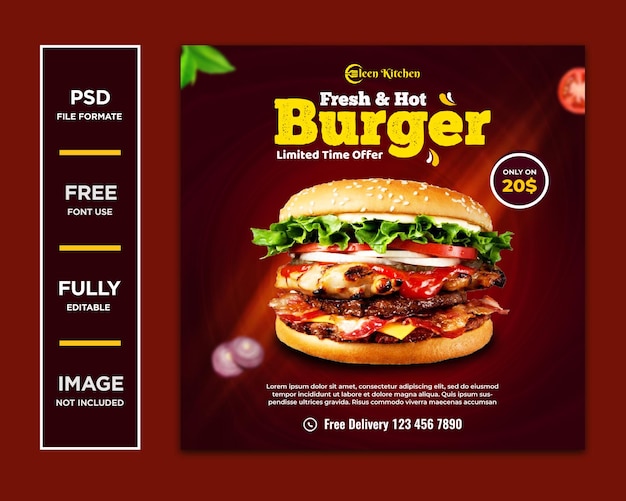 Special food promotion square social media oder instagram post template