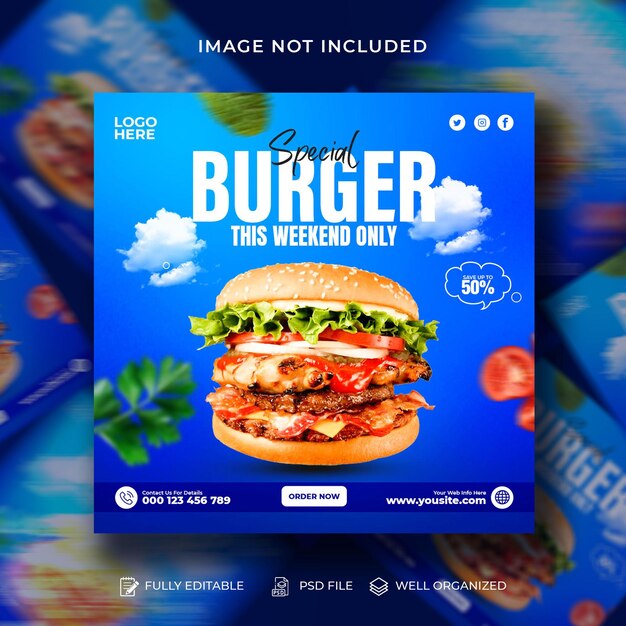 Special Food Promozione sui social media e Instagram Post Banner design Template