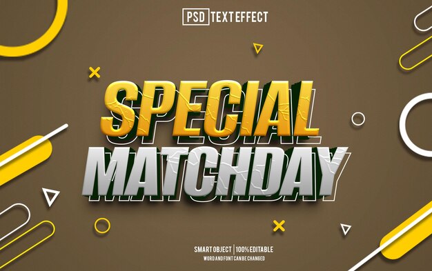 special match day text effect font editable typography 3d text