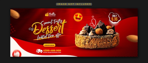 Speciale delizioso dessert social media copertina facebook e modello di banner web Premium PSD