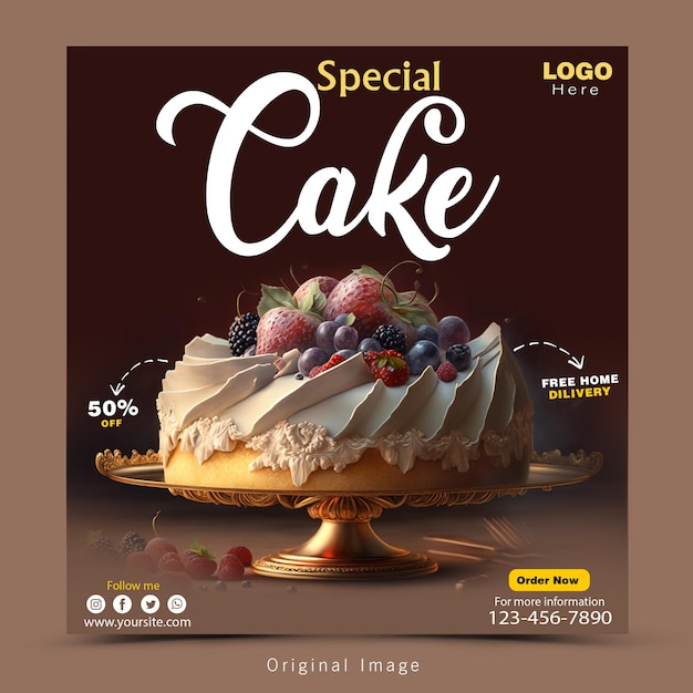 Speciale delizioso gelato social media o modello di design di banner web creativo