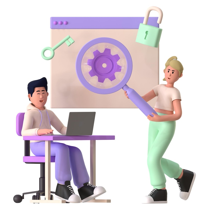 PSD spécialiste seo marketing publicité illustration 3d