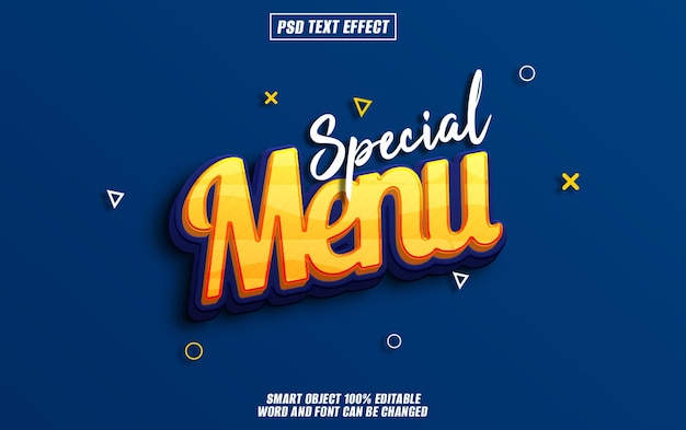 speciální písmo pro textové efekty v menu upravitelná typografie 3D text