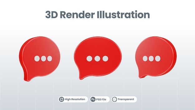 Speech bubble 3d icon message concept realistic speech bubble with dots for chat message box