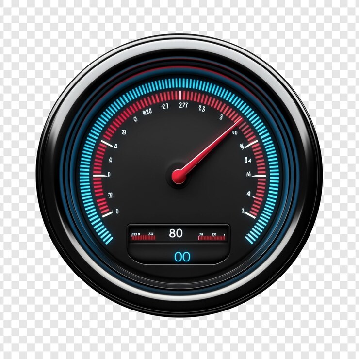 PSD speedometer gauge with red needle