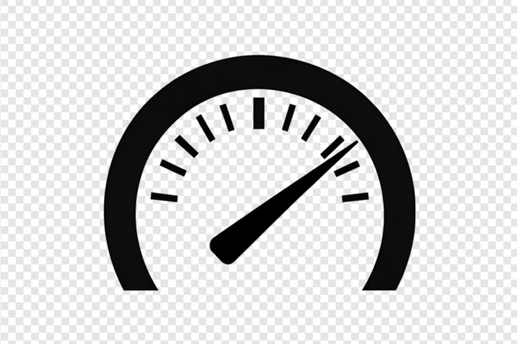 PSD speedometer icon isolated on a transparent background