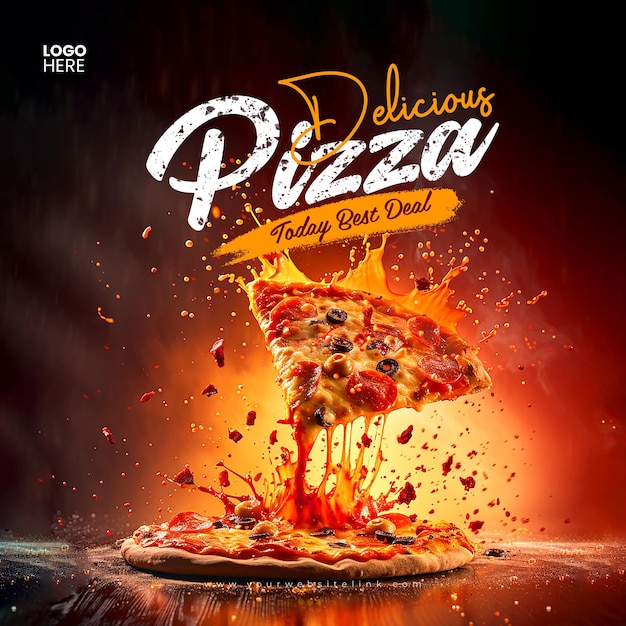 Speisekarte und köstliche pizza social-media-banner-vorlage