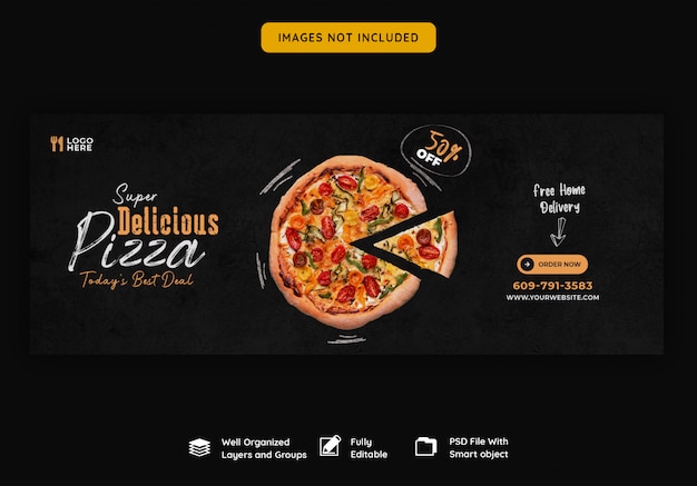 PSD speisekarte und leckere pizza facebook cover vorlage