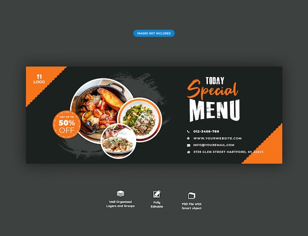 Speisekarte und Restaurant Facebook Cover Banner Vorlage