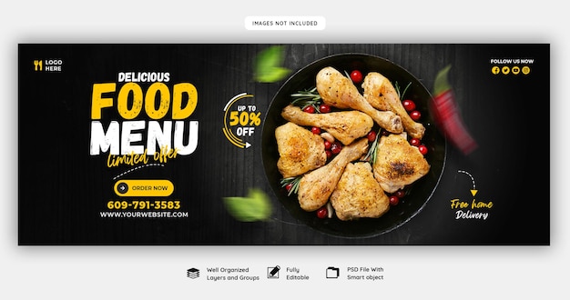 Speisekarte und Restaurant Facebook Cover Vorlage