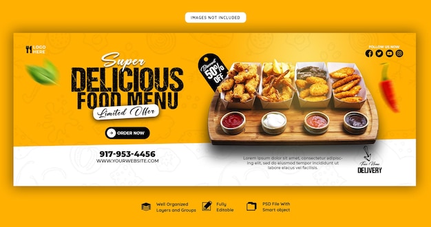 Speisekarte und Restaurant Facebook Cover Vorlage
