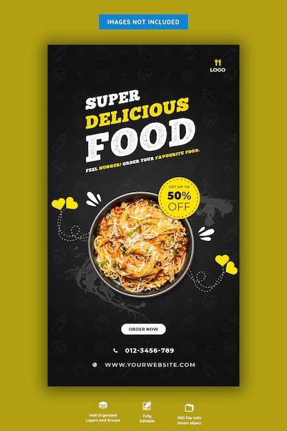 Speisekarte und Restaurant Instagram Story Vorlage