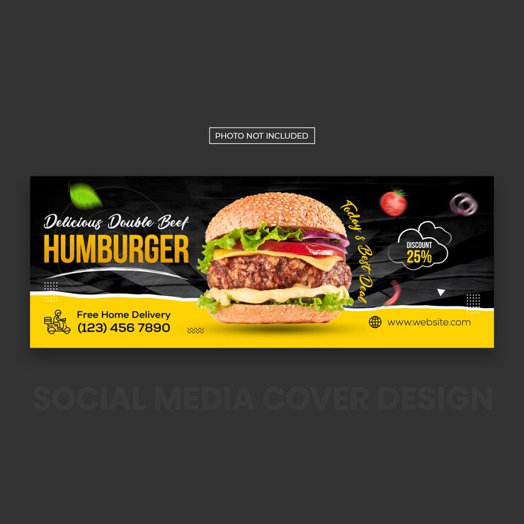 Speisenkarte und Restaurant-Social-Media-Cover-Vorlagendesign