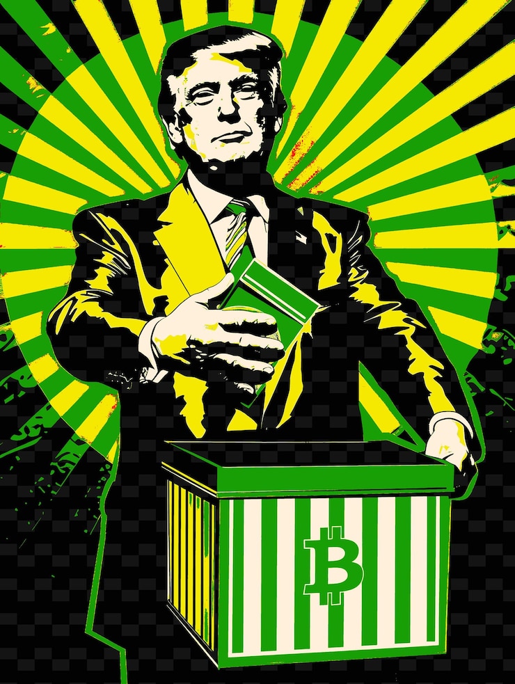 PSD spendensammler für einen präsidentschaftskandidaten, der die wahlkampagne von bitcoin p flat illustration unterstützt