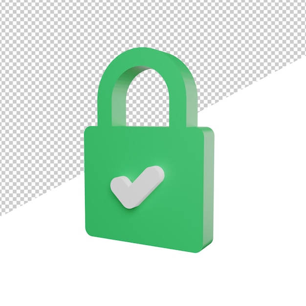 Sperren Sie sicheres Symbol Seitenansicht 3D-Illustration mit transparentem Hintergrund