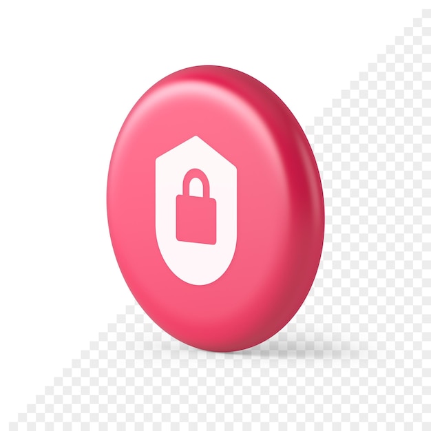 Sperrschild Sicherheitstaste Datenschutz blockiert Passwort Service Web App 3D rundes realistisches Symbol