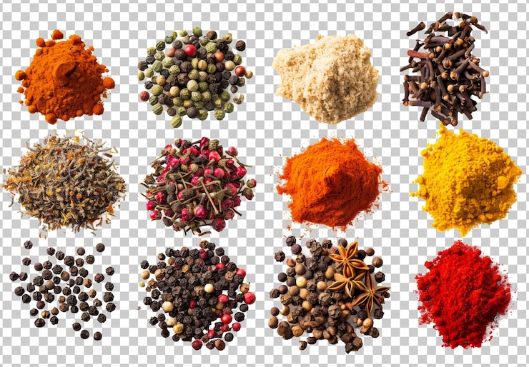 PSD spezie e erbe diverse isolate su uno sfondo trasparente png