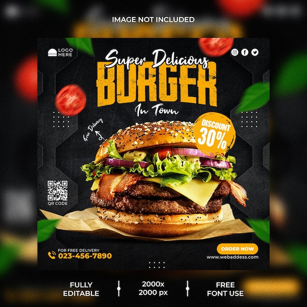 Spezielle Burger-Social-Media-Post-Banner-Vorlage