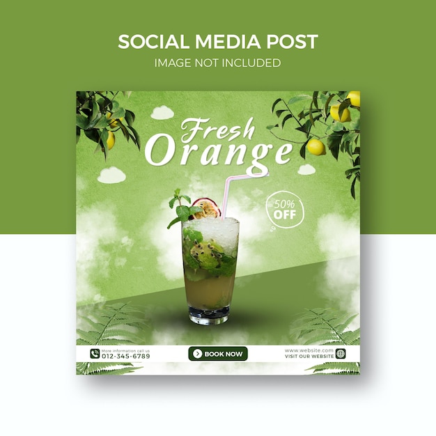 Spezielle gesunde getränkekarte social media instagram post banner template premium