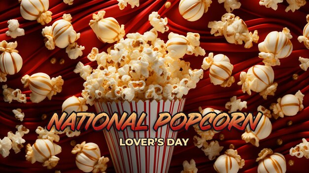 PSD spezielle grußkarte zum nationalen tag der popcorn-liebhaber mit einem realistischen psd-hintergrund