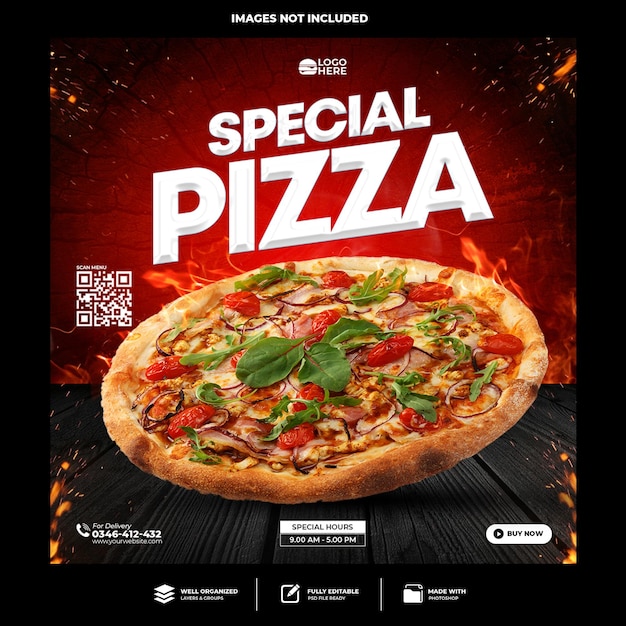 Spezielle Pizza Social-Media-Beitragsvorlage