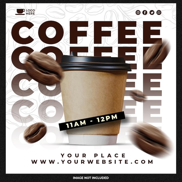 Spezieller Kaffee-Menü-Verkauf Werbe-Web-Banner oder Instagram-Banner-Vorlage