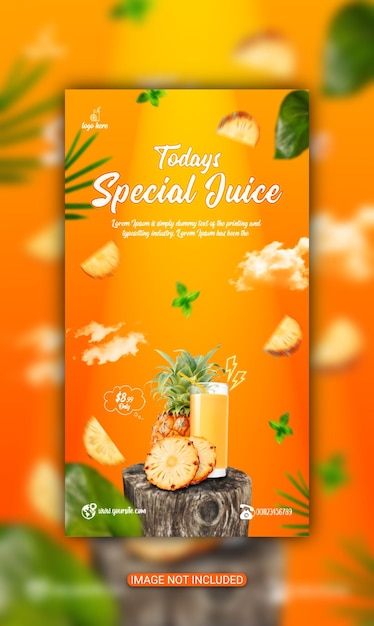 PSD spezielles juice-media-banner oder orange-juice-banner-design für soziale medien