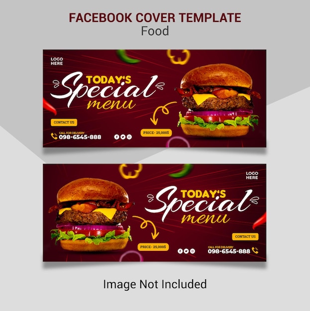 Spezielles leckeres essen facebook-banner-template-design.