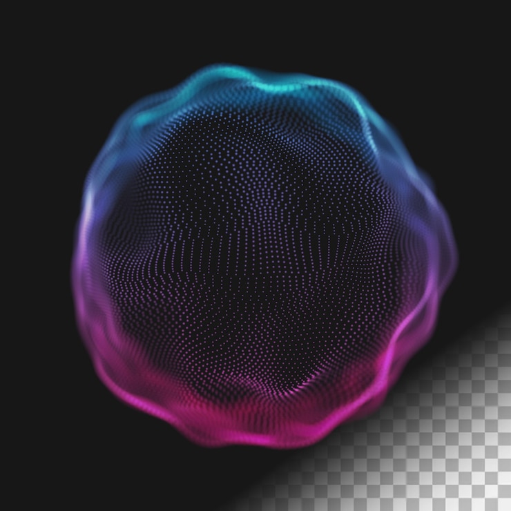 PSD sphère 3d faite de particules à fond transparent
