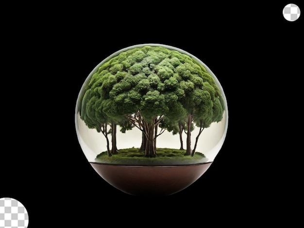 PSD sphère avec des arbres png transparent