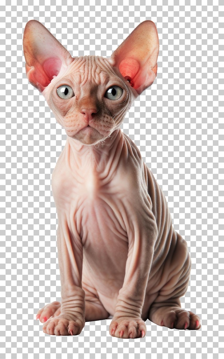 PSD sphynx cat sitting isolated on transparent background