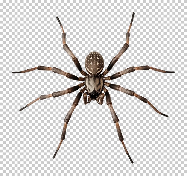 PSD spider top view aislado en un fondo transparente
