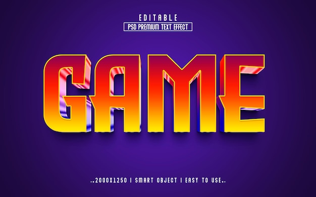 Spiel 3D bearbeitbarer Texteffekt PSD mit Premium-Hintergrund