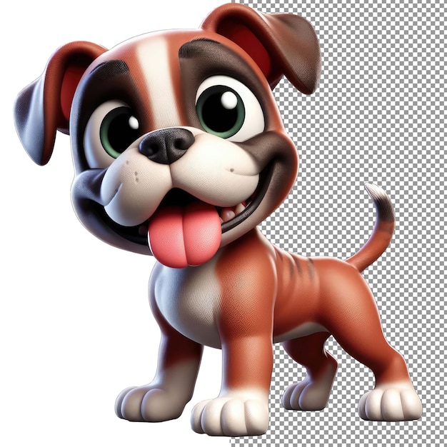 Spielerischer Pooch 3D-Isolierter Hund auf durchsichtigem Hintergrund