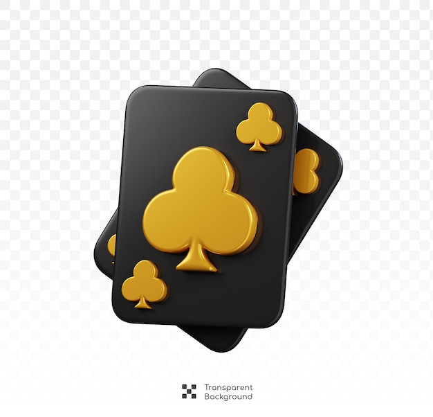 Spielkartenvereine isoliert Casino und Glücksspiel-Ikonen 3D-Illustration