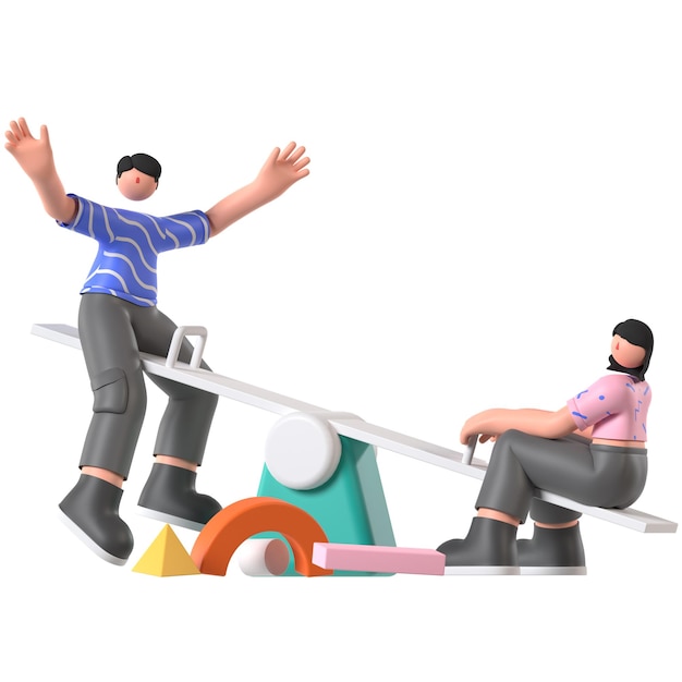 Spielplatz Seesaw Hobby-Aktivität Freizeit 3D-Illustration