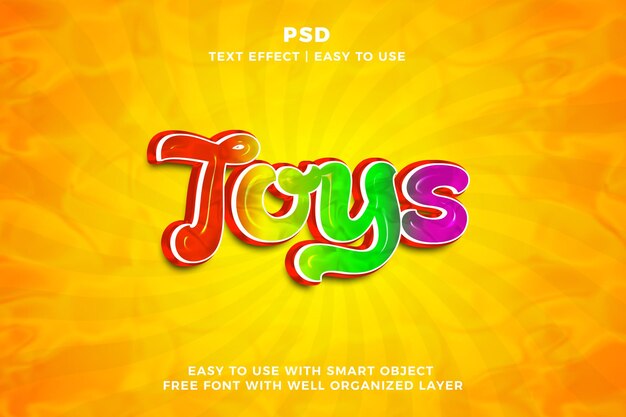 Spielzeuge 3D-bearbeitbare Photoshop-Text-Effekt-Stil psd mit Hintergrund